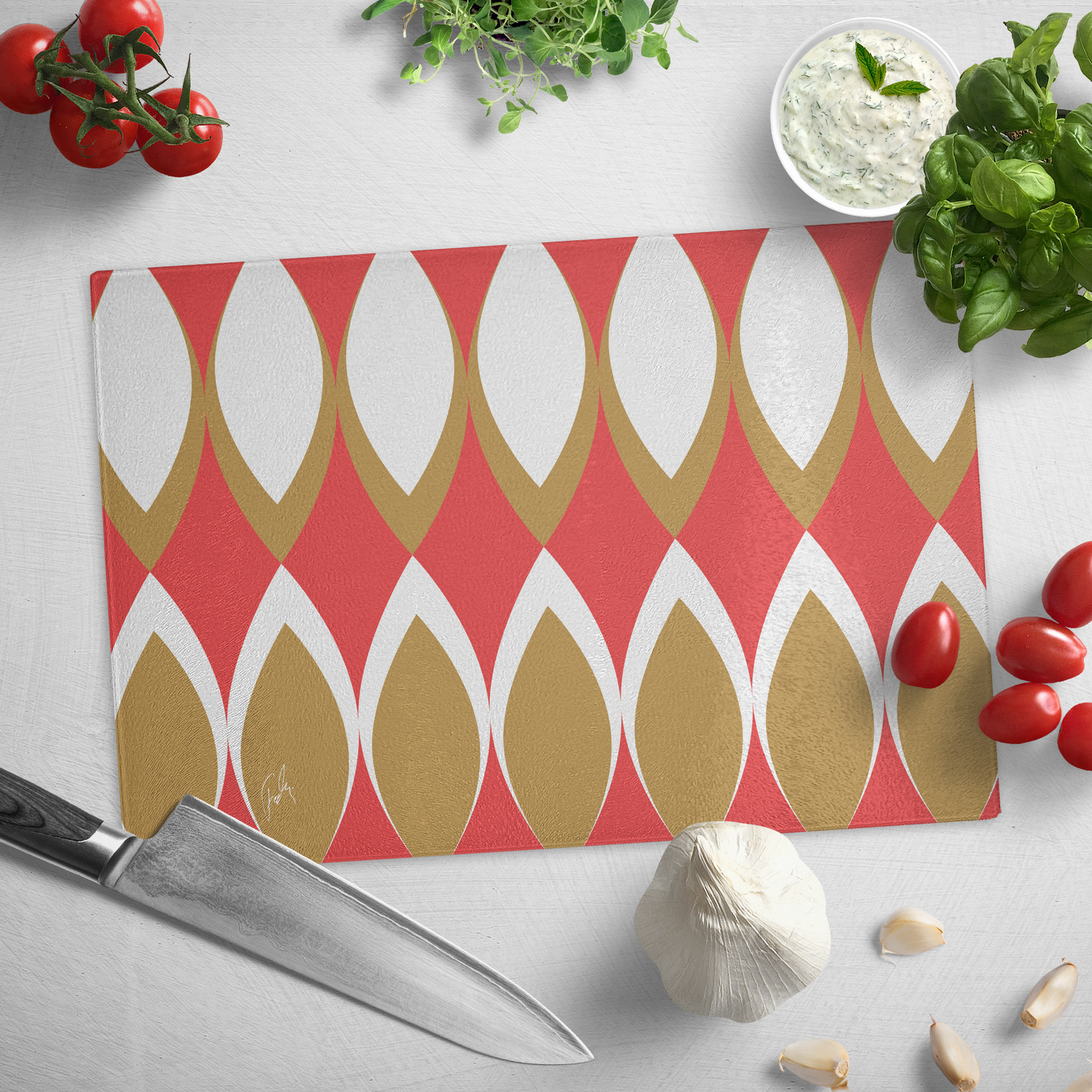 Golden Eye Christmas | Glass Cutting Board