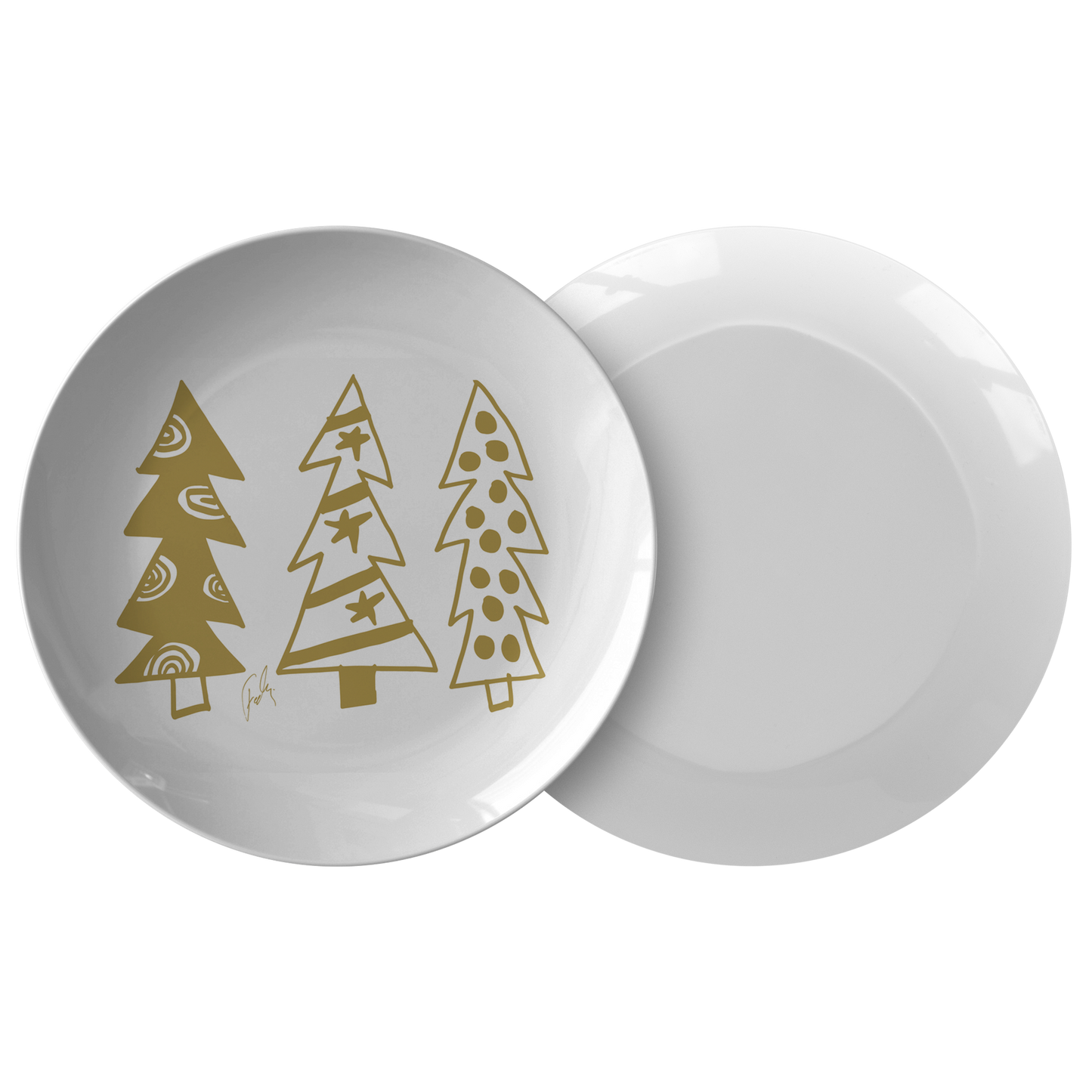Golden Christmas Trees | Plate