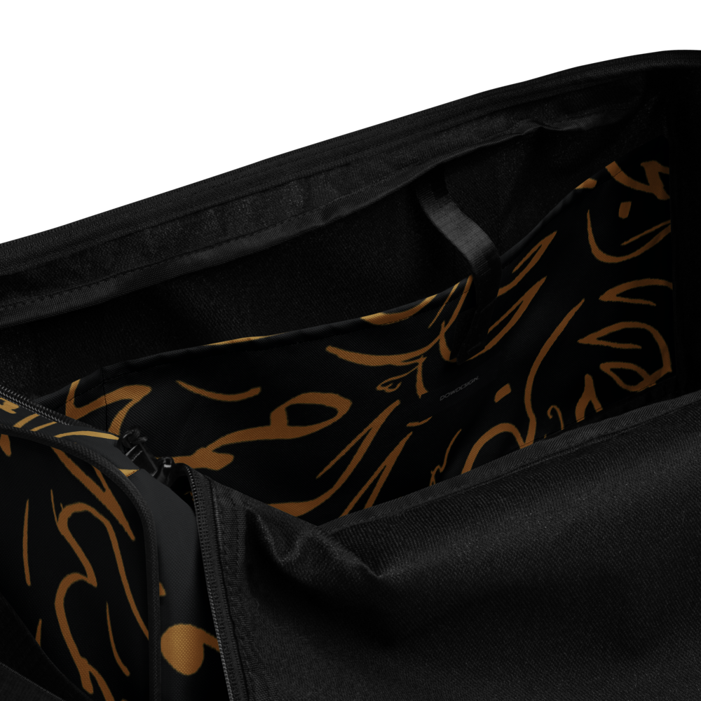 Arabic Calligraphy Golden and Black Text | Duffle Bag