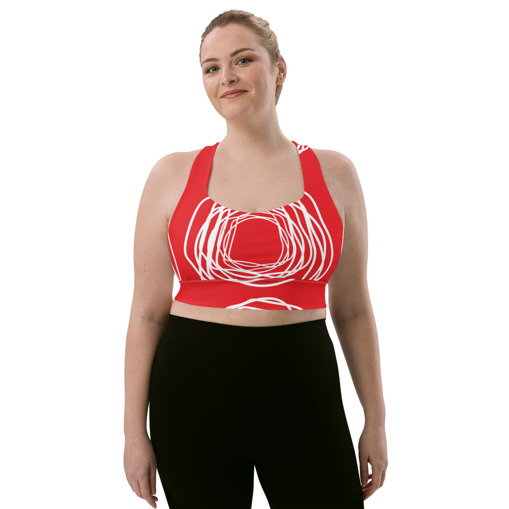 Red Flowers | Longline Sports Bra