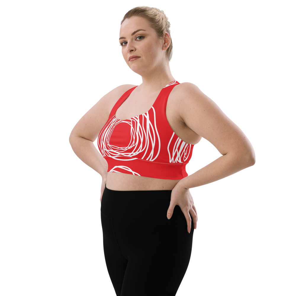 Red Flowers | Longline Sports Bra