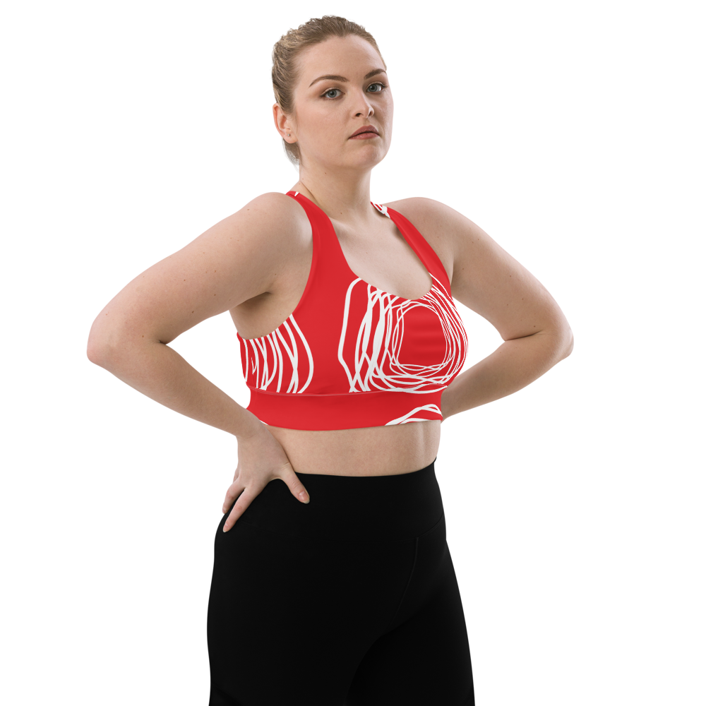 Red Flowers | Longline Sports Bra