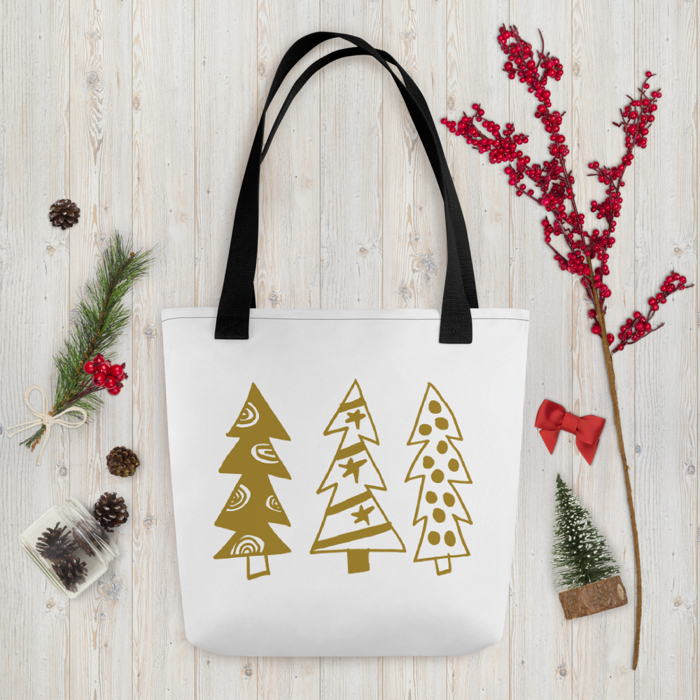 Golden Christmas Trees | Tote Bag