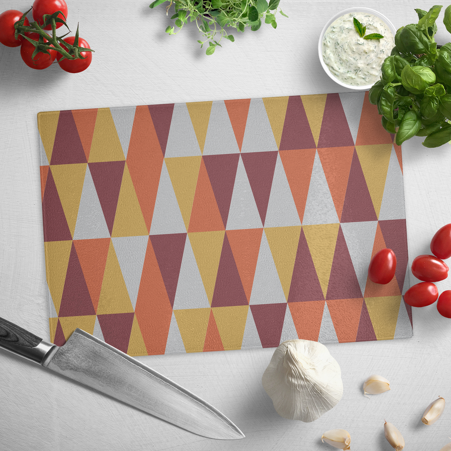 Autumn Triangles | Glass Cutting Board