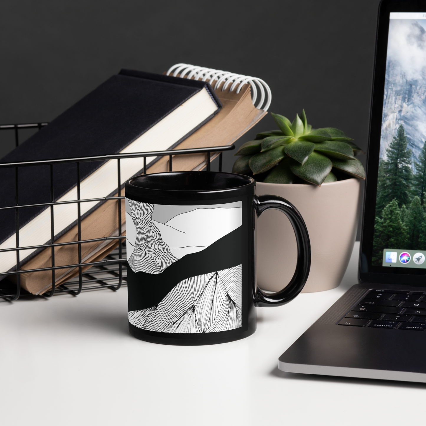 Black and White Day | Black Glossy Mug