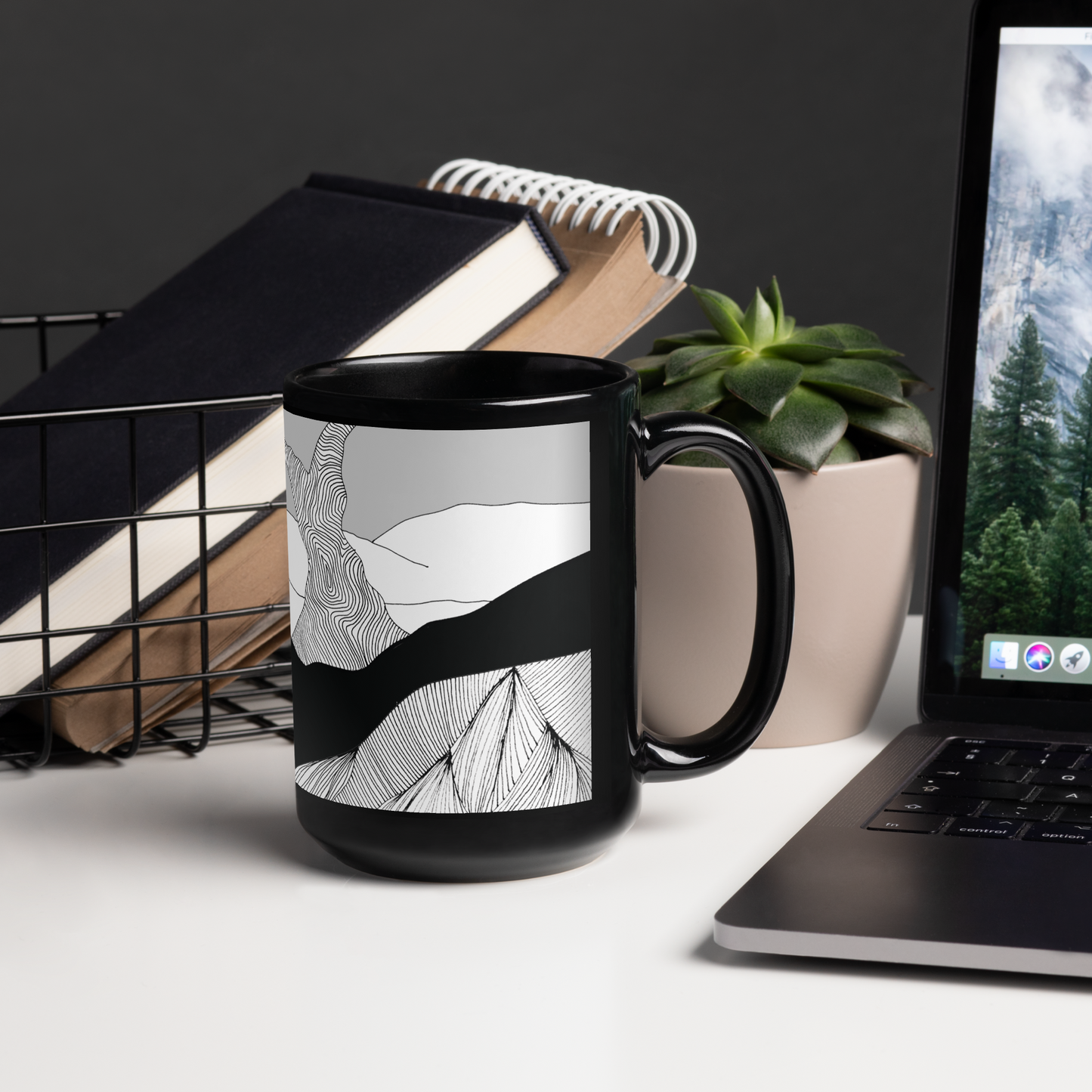 Black and White Day | Black Glossy Mug