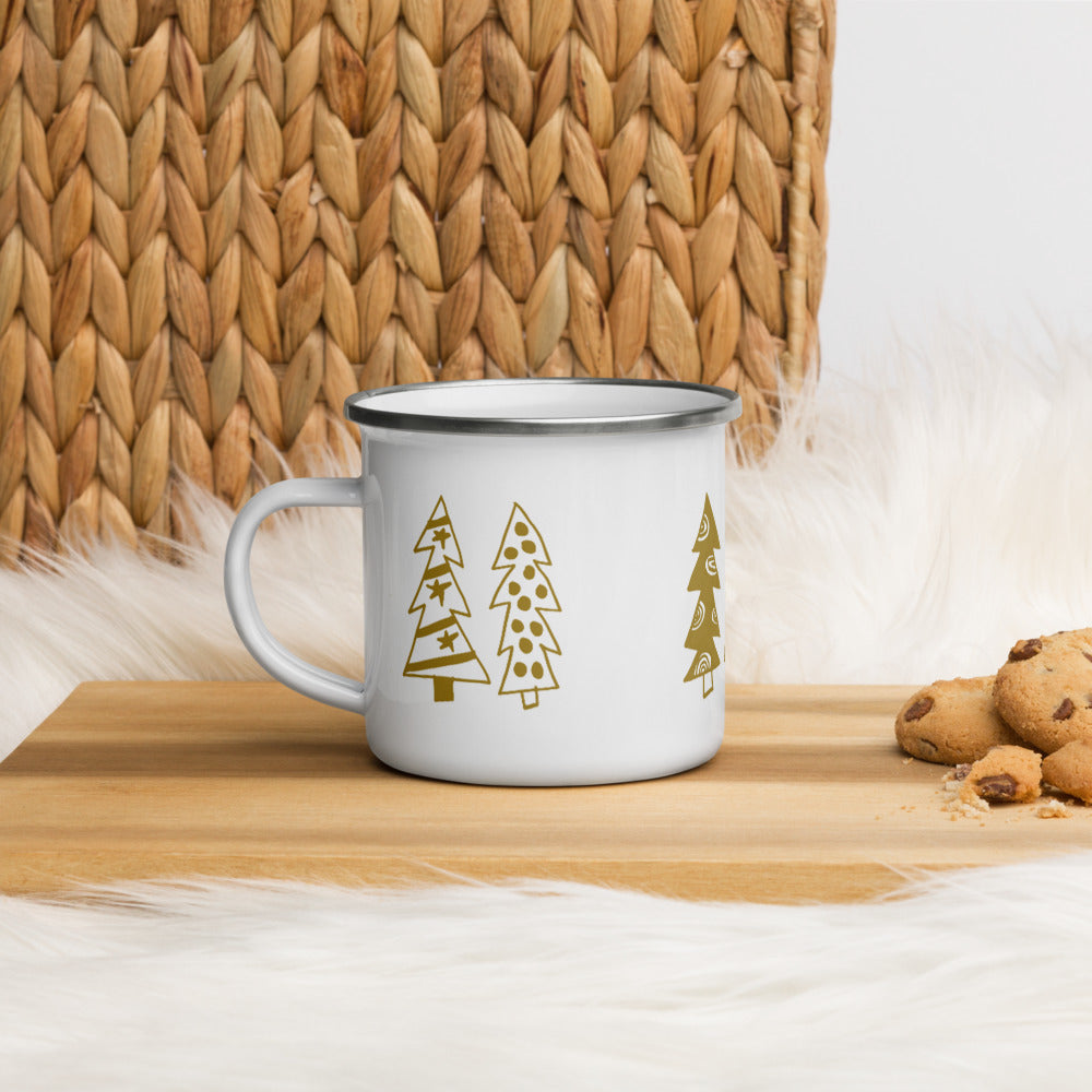 Golden Christmas Trees | Enamel Mug