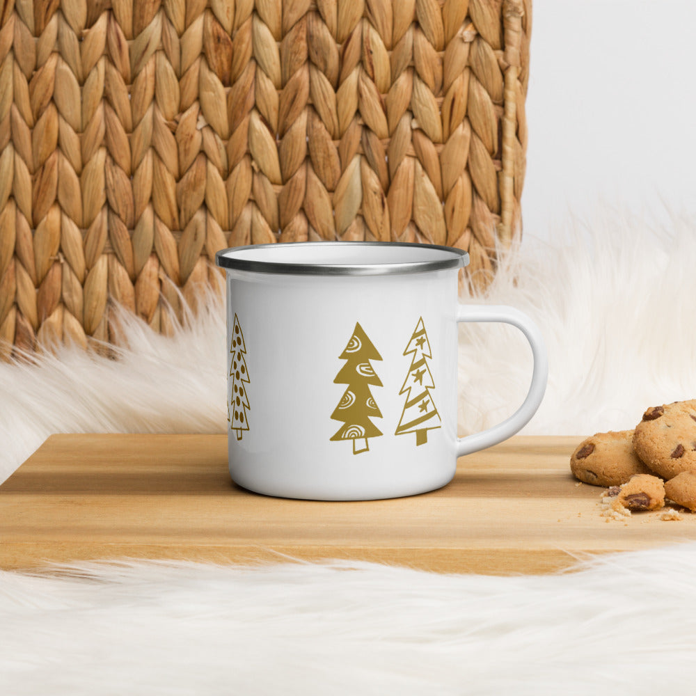 Golden Christmas Trees | Enamel Mug