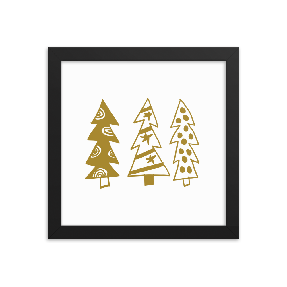 Golden Christmas Trees | Framed Poster