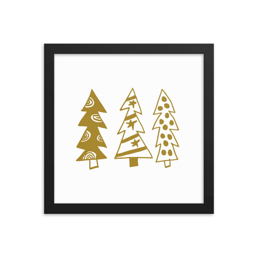 Golden Christmas Trees | Framed Poster