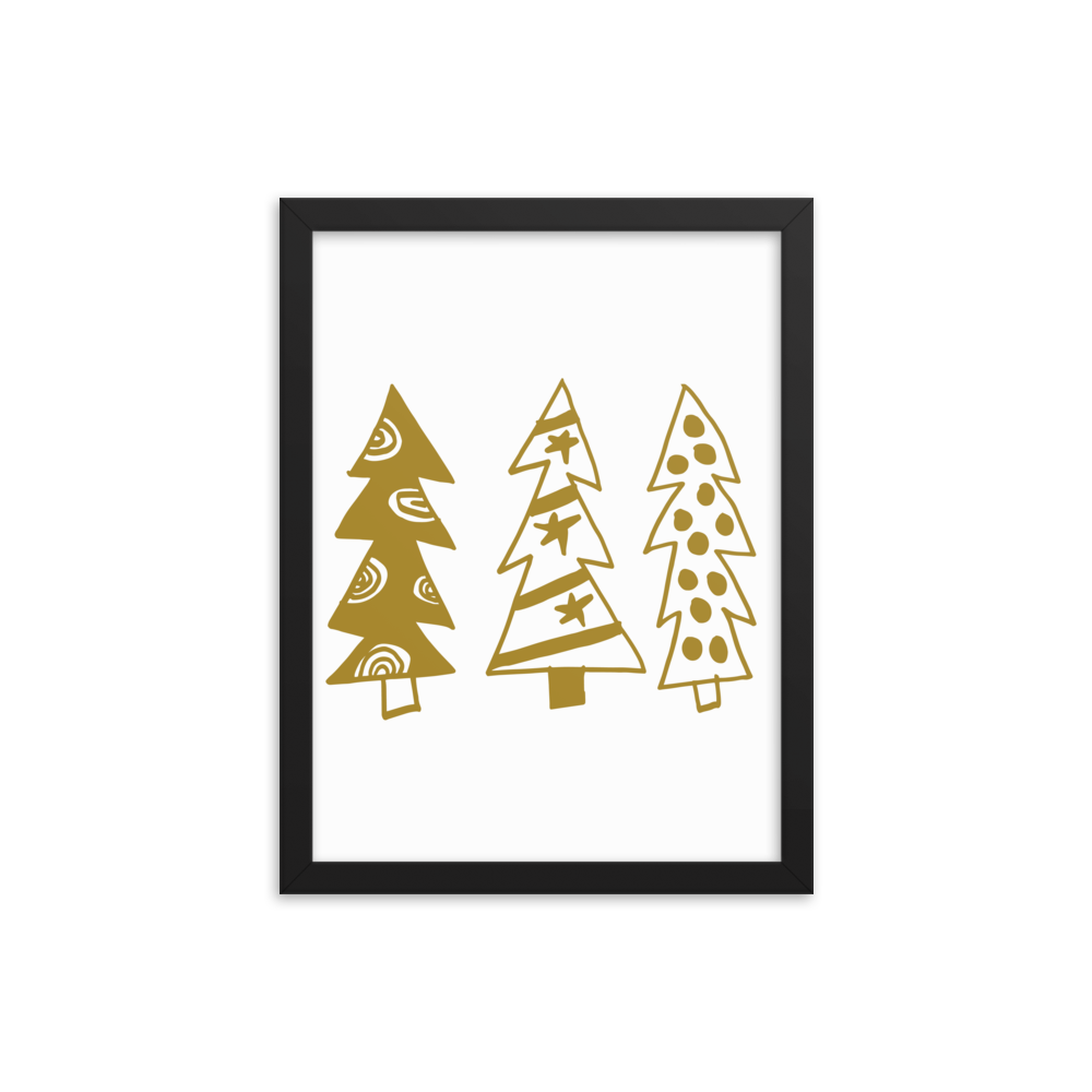 Golden Christmas Trees | Framed Poster