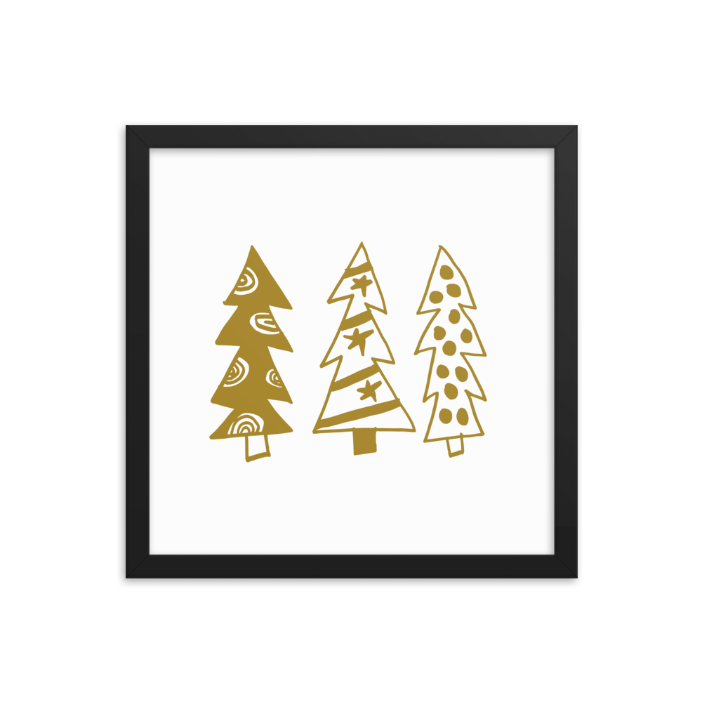 Golden Christmas Trees | Framed Poster