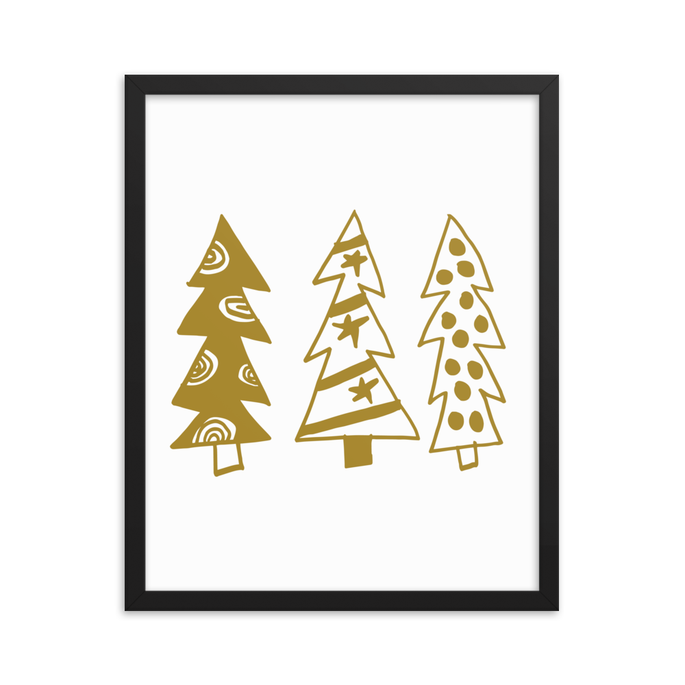 Golden Christmas Trees | Framed Poster