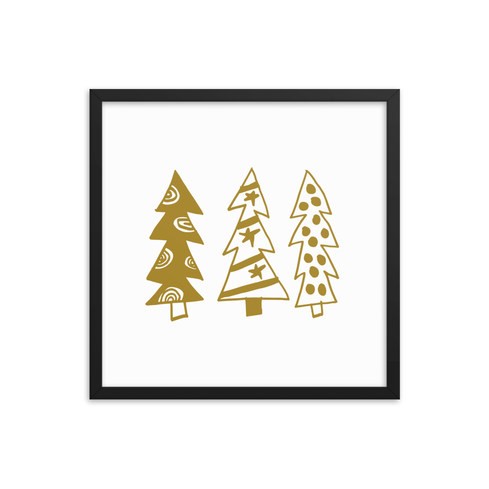 Golden Christmas Trees | Framed Poster