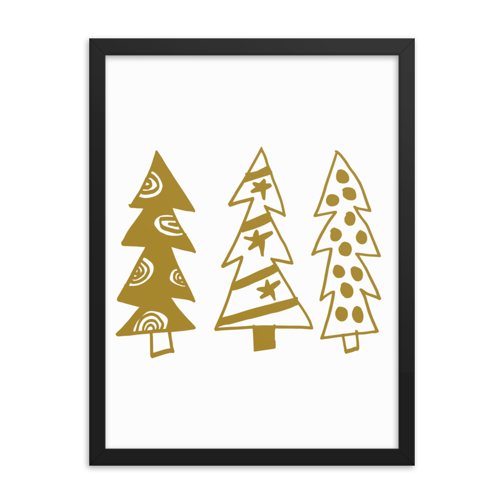 Golden Christmas Trees | Framed Poster