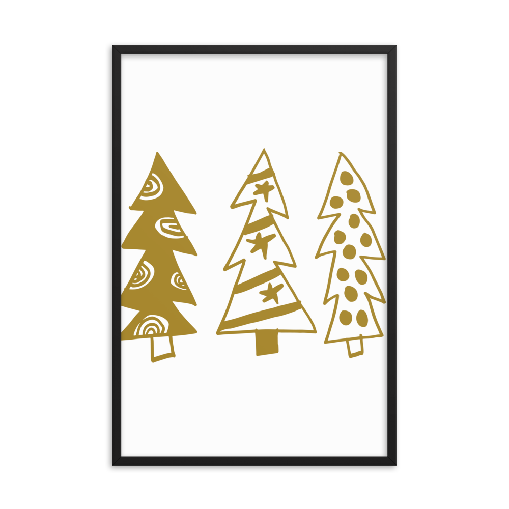 Golden Christmas Trees | Framed Poster