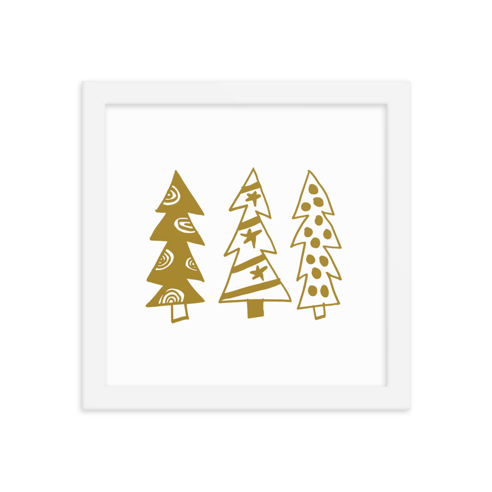Golden Christmas Trees | Framed Poster