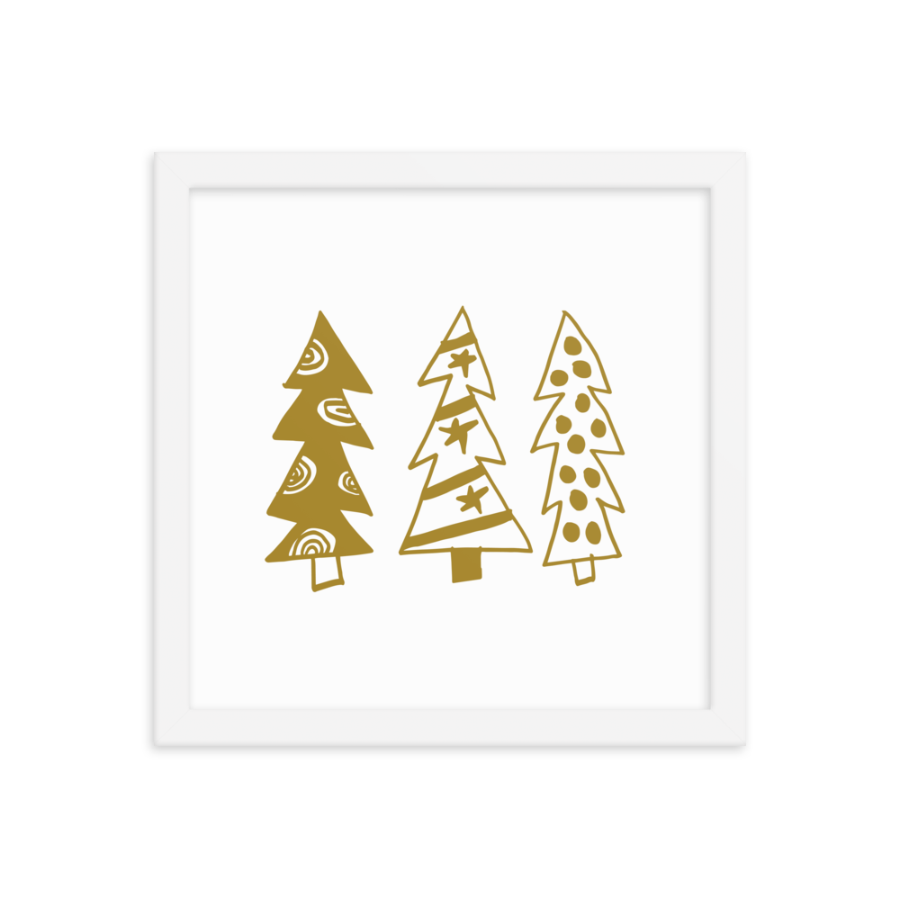 Golden Christmas Trees | Framed Poster