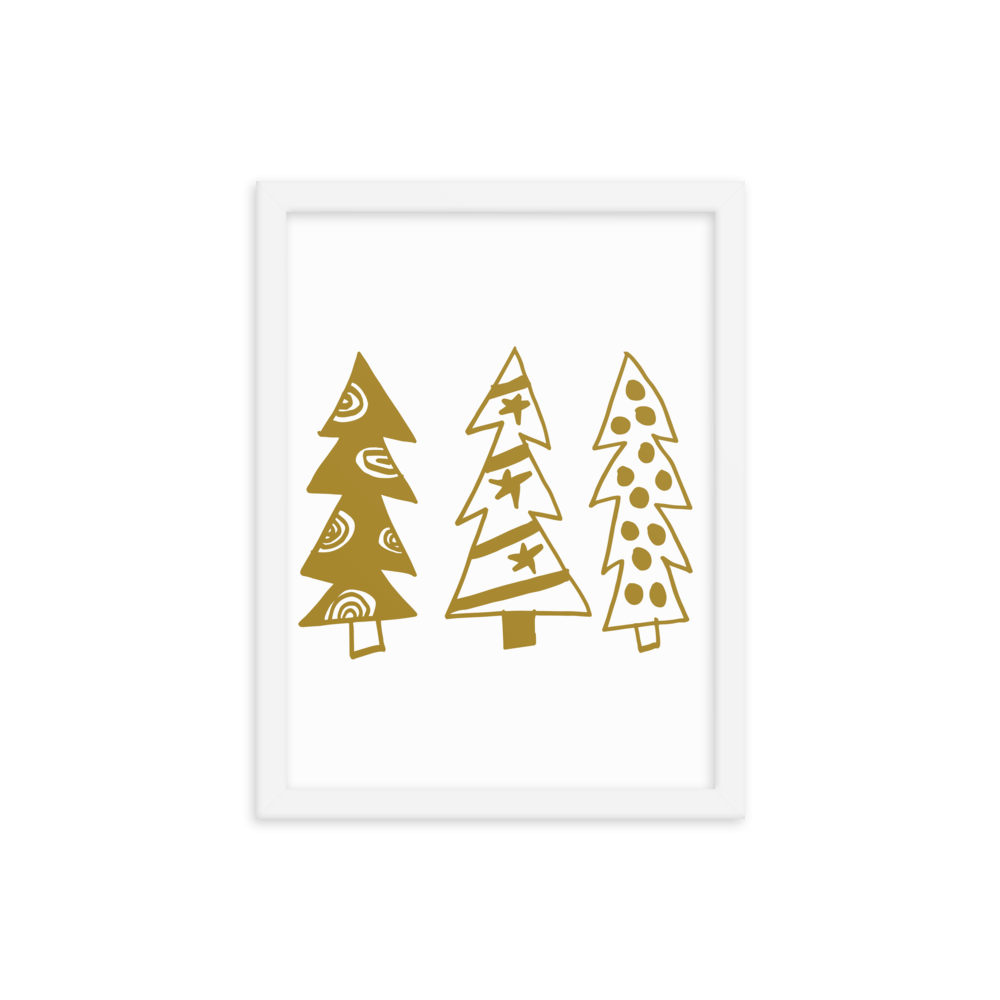 Golden Christmas Trees | Framed Poster