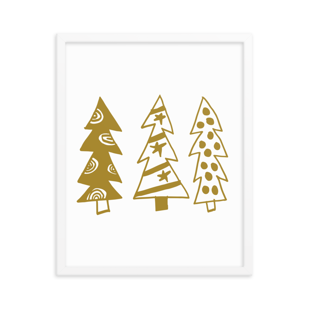 Golden Christmas Trees | Framed Poster