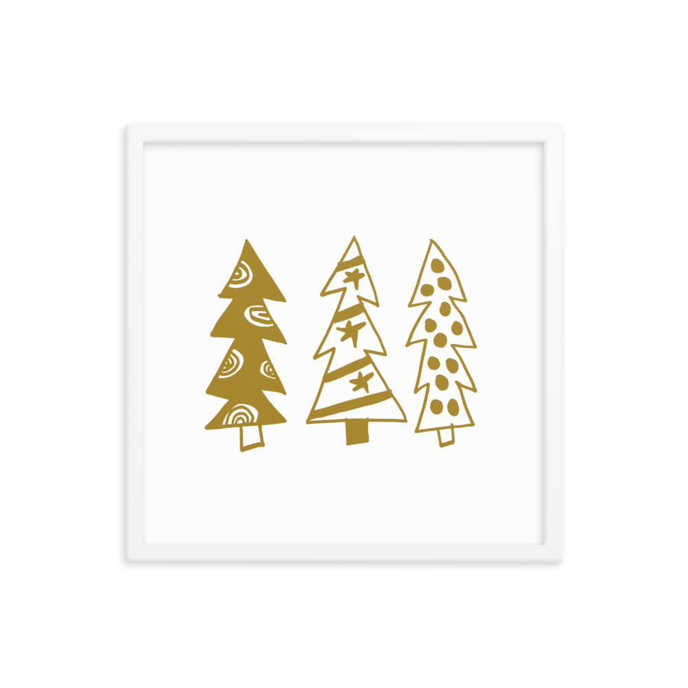 Golden Christmas Trees | Framed Poster