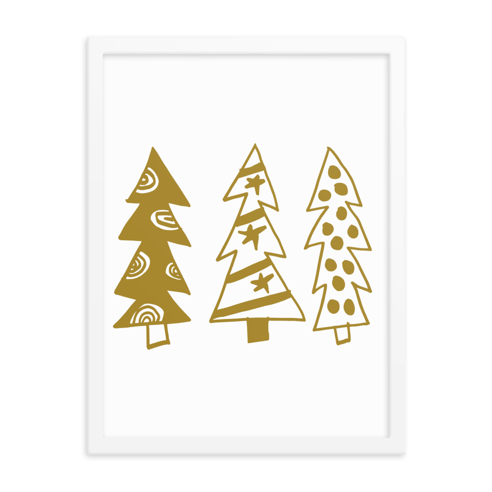 Golden Christmas Trees | Framed Poster