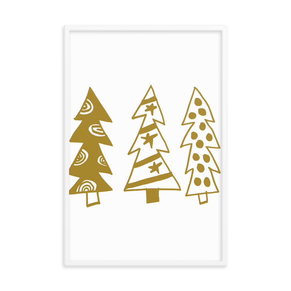 Golden Christmas Trees | Framed Poster