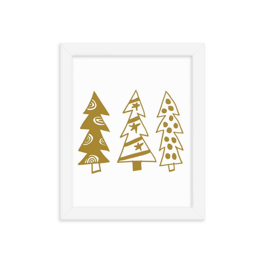 Golden Christmas Trees | Framed Poster
