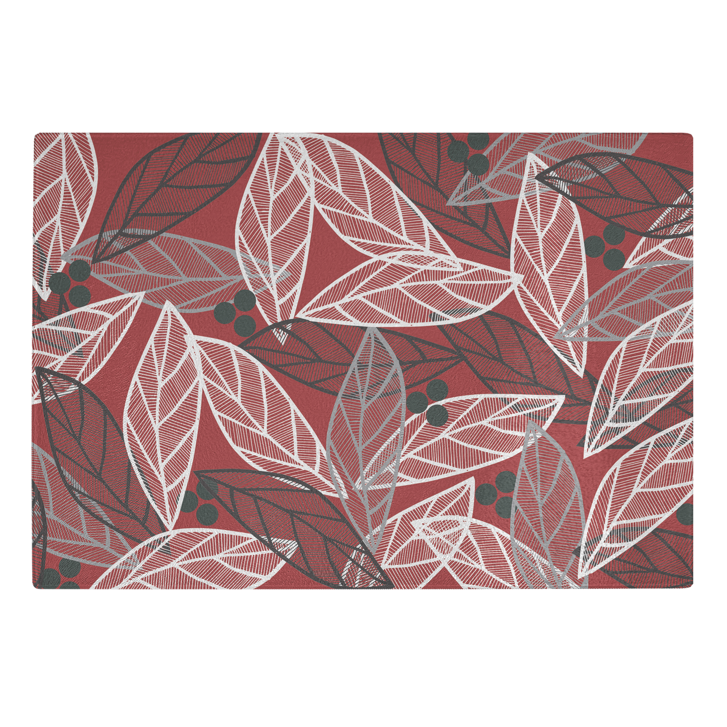 Christmas Leaves | Glass Cutting Board