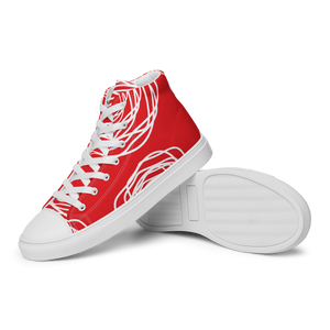 Red Flowers | Men's High Top Canvas Shoes