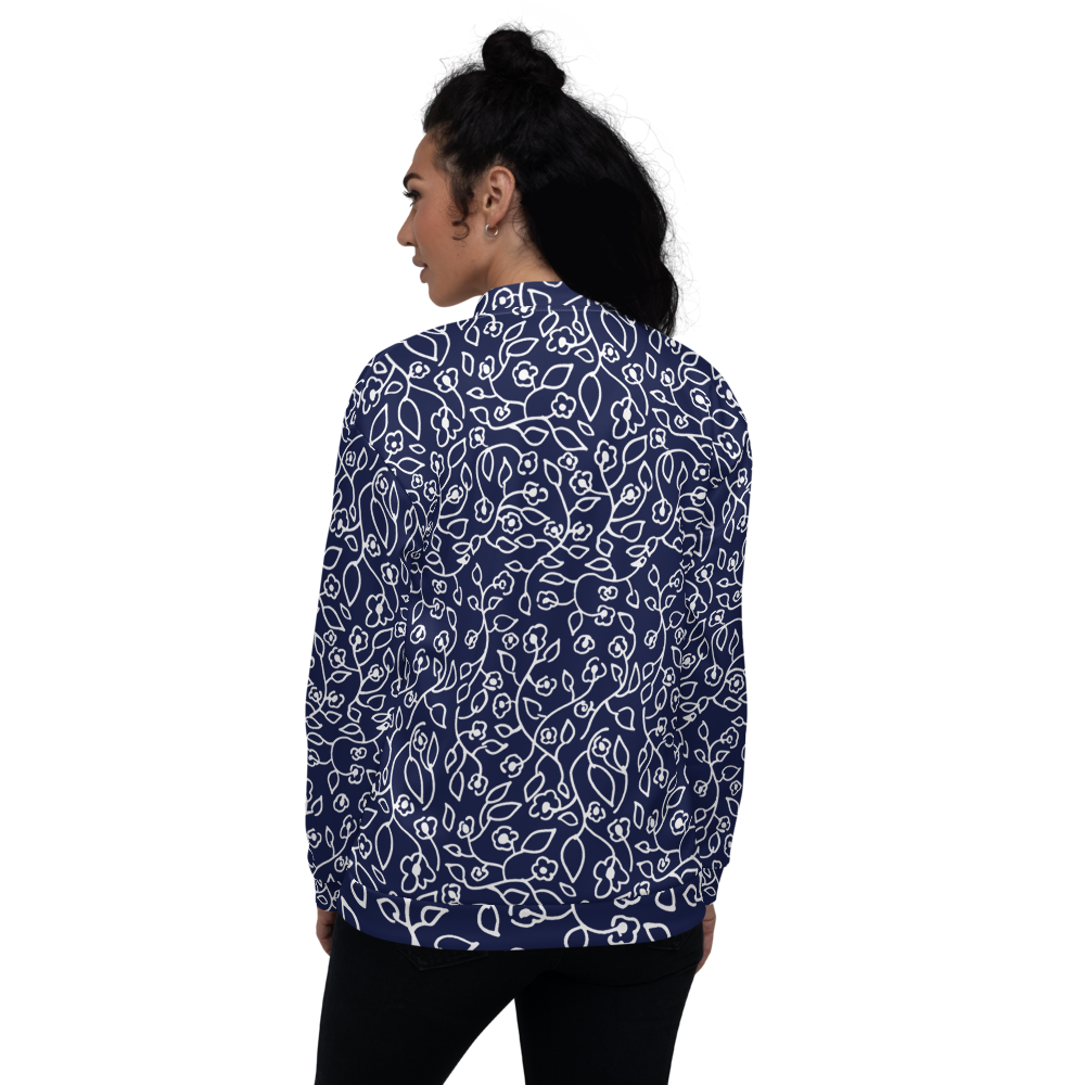 White Small Flowers | Bomber Jacket