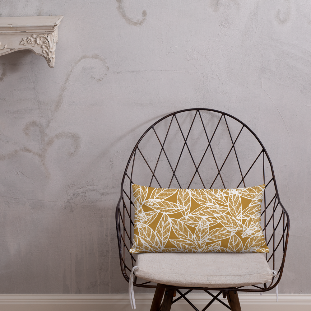 White Leaves on Gold | Pillow