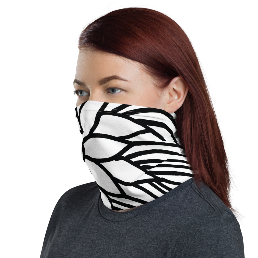 Black And White Flower Ornament | Neck Gaiter