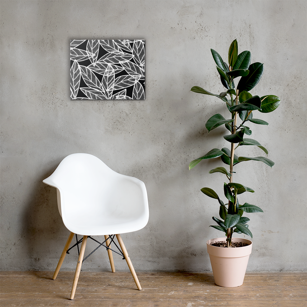White Leaves on Black | Canvas