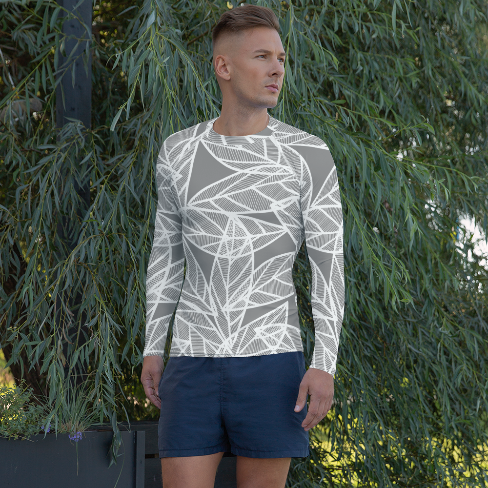 Messy White Leaves | Men's Rash Guard
