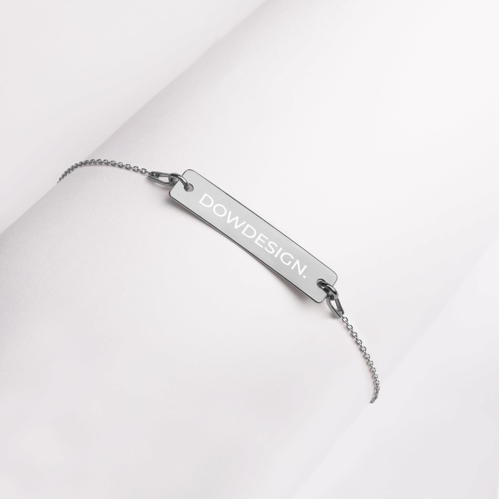 DOWDESIGN. | Engraved Silver Bar Chain Bracelet