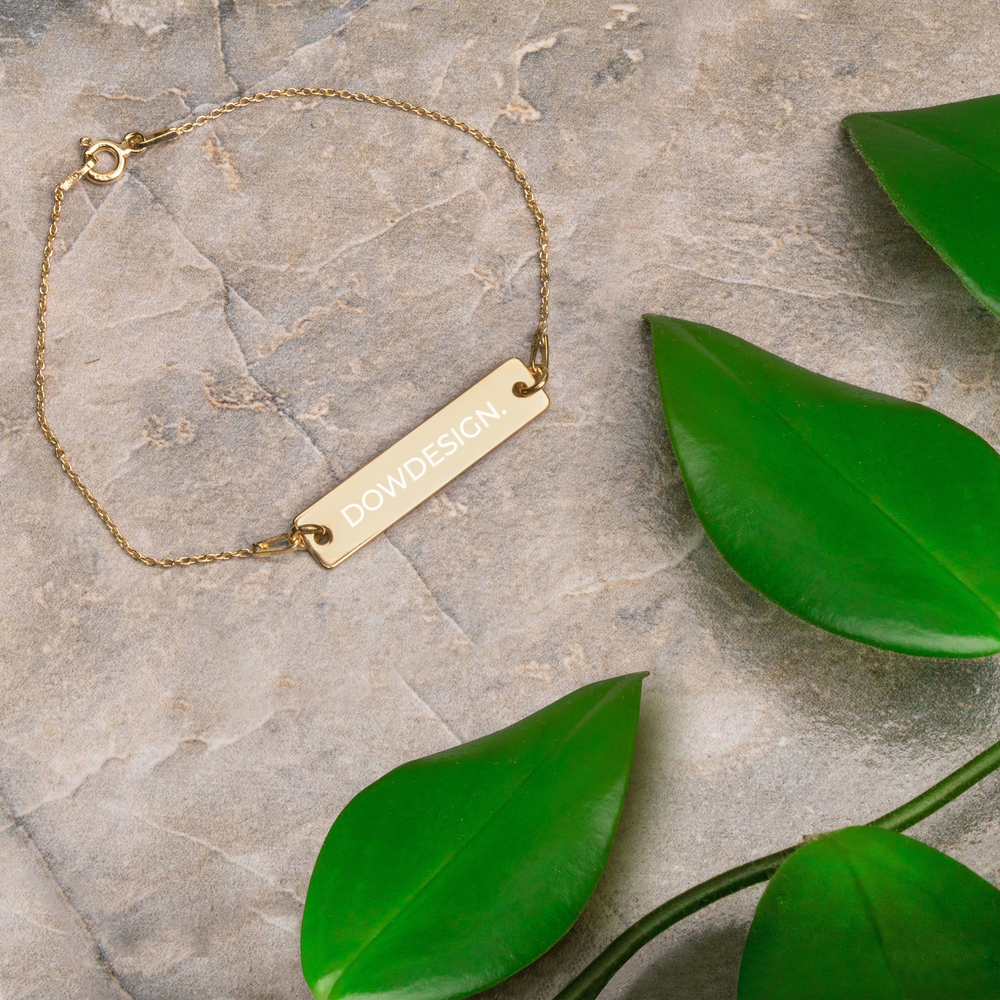 DOWDESIGN. | Engraved Silver Bar Chain Bracelet
