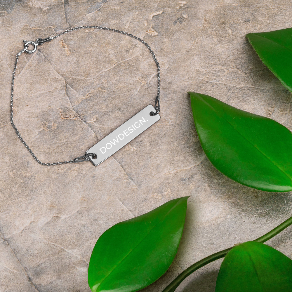 DOWDESIGN. | Engraved Silver Bar Chain Bracelet