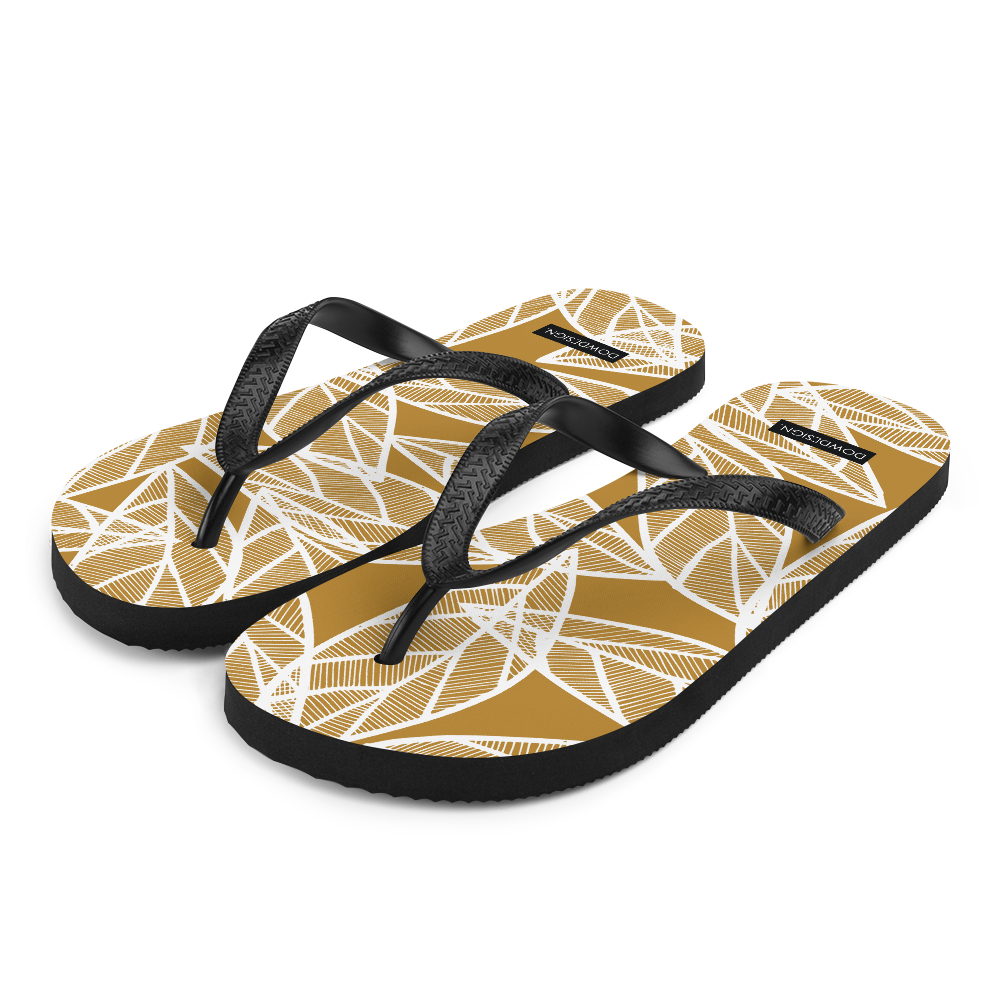 White Leaves on Gold | Flip-Flops
