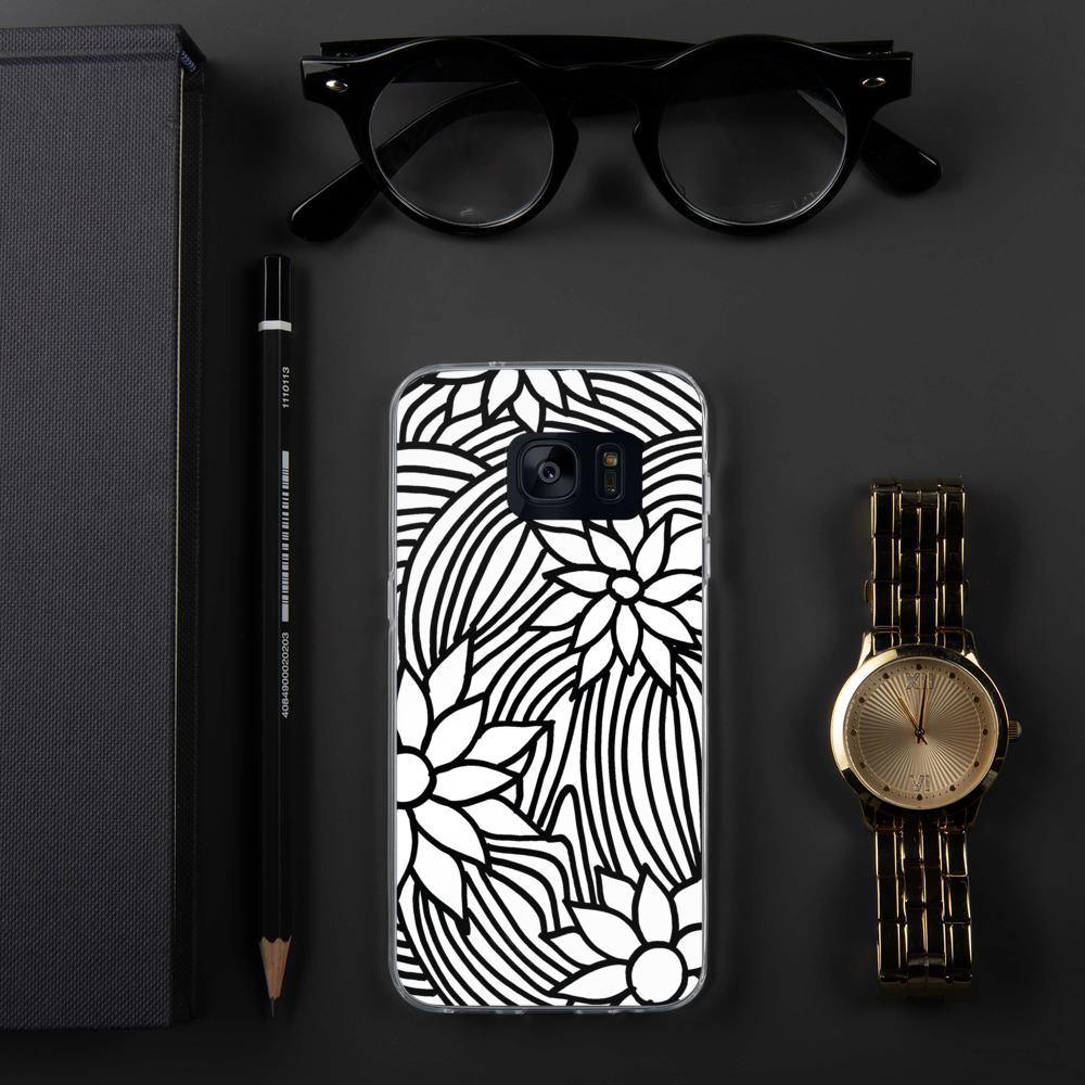 Black And White Flower Ornament | Samsung Case