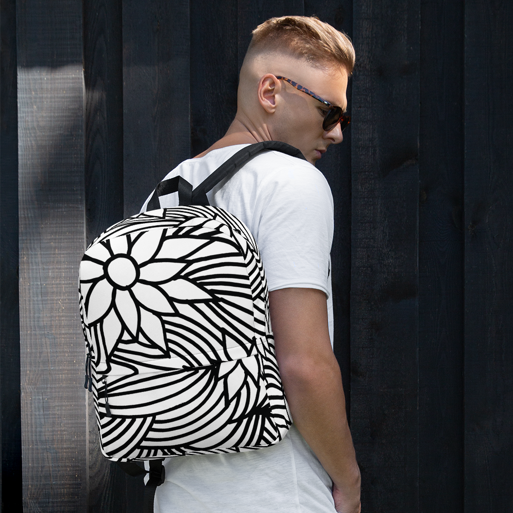 Black And White Flower Ornament | Backpack