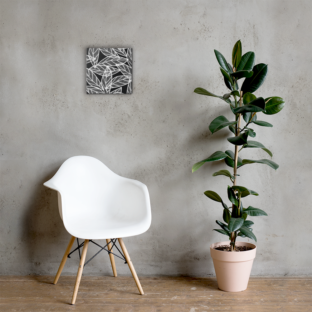 White Leaves on Black | Canvas