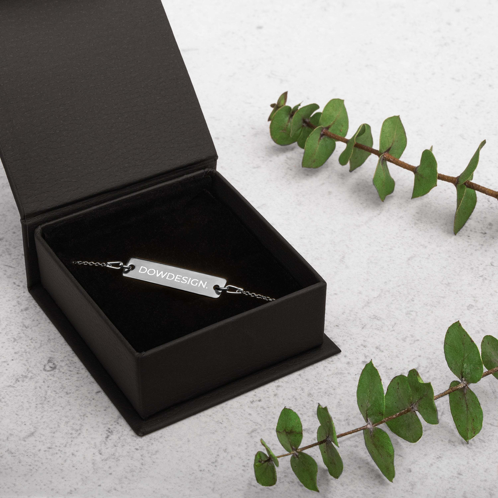 DOWDESIGN. | Engraved Silver Bar Chain Bracelet