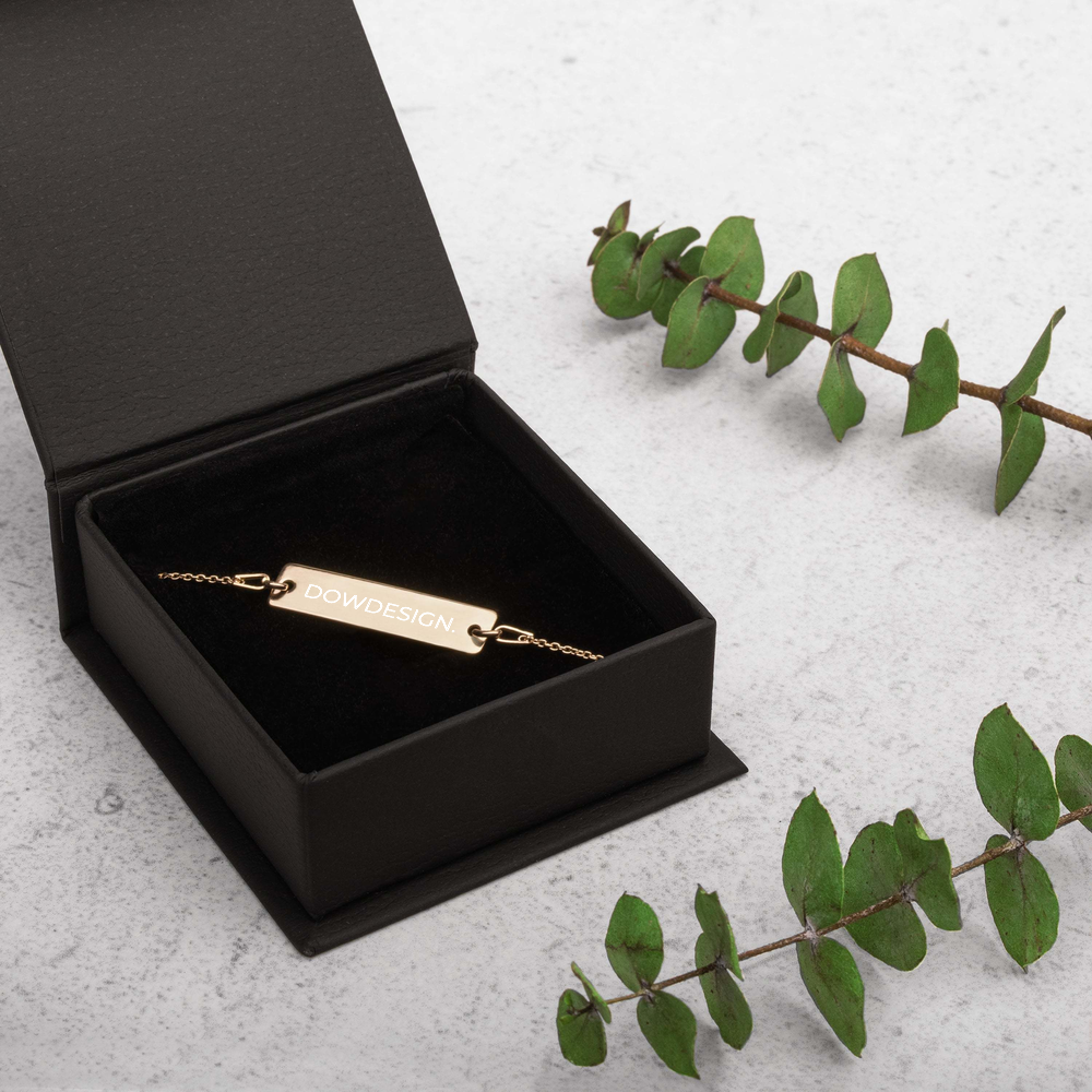 DOWDESIGN. | Engraved Silver Bar Chain Bracelet