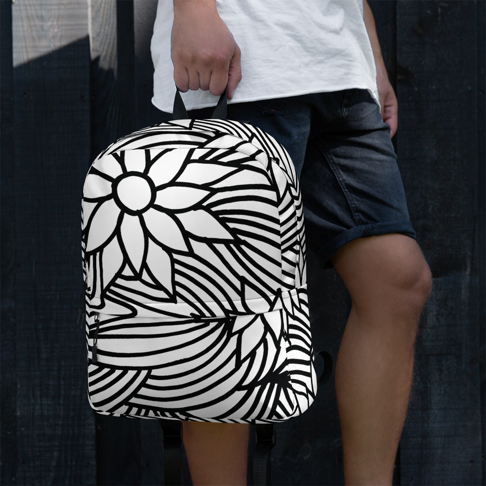Black And White Flower Ornament | Backpack