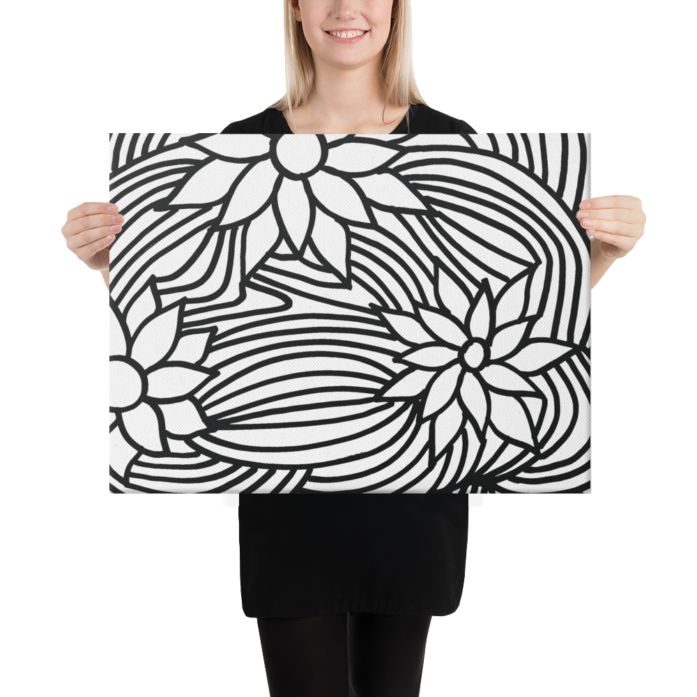 Black And White Flower Ornament | Canvas