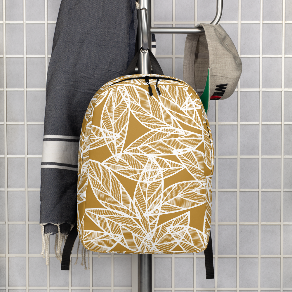 White Leaves on Gold | Minimalist Backpack