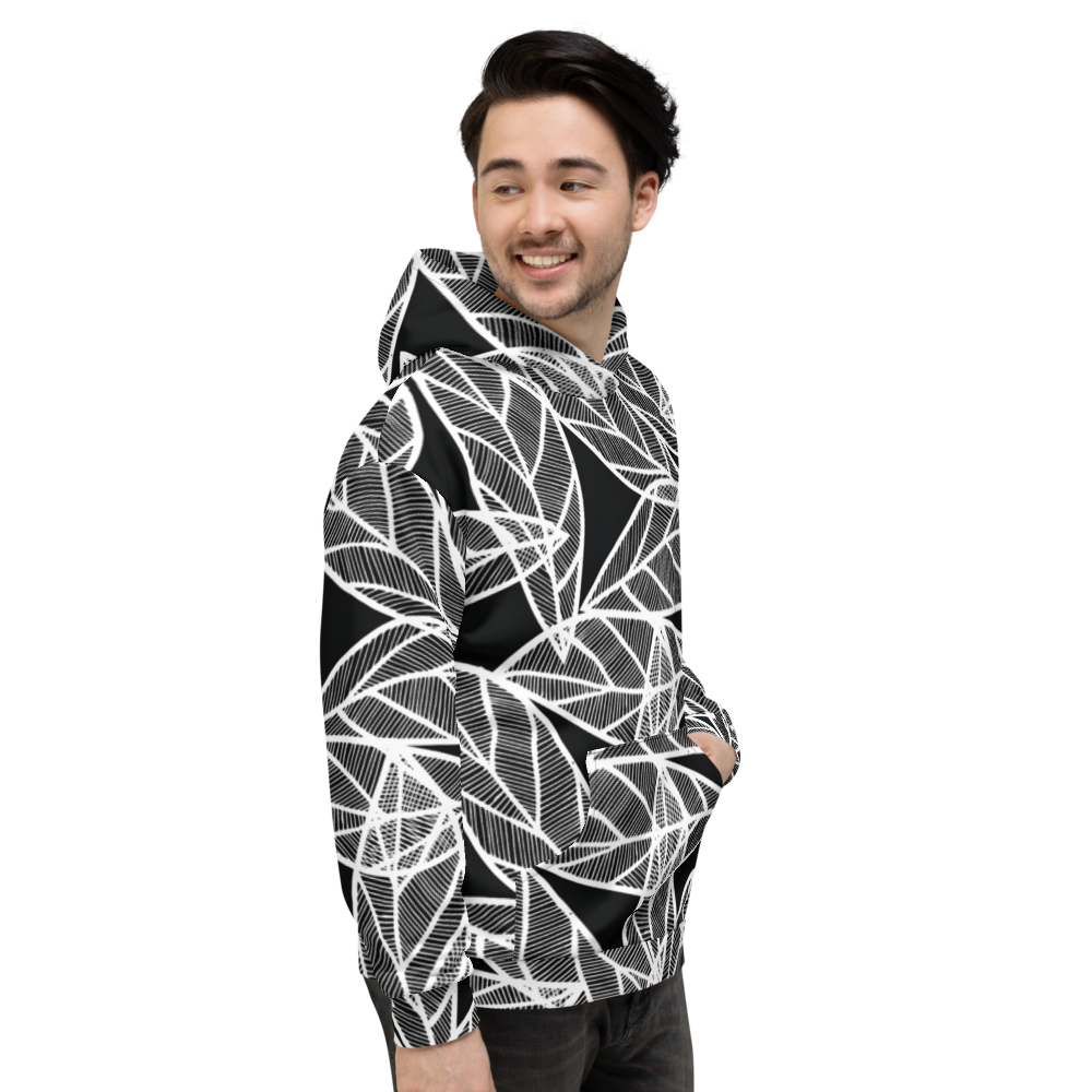 White Leaves on Black | Hoodie