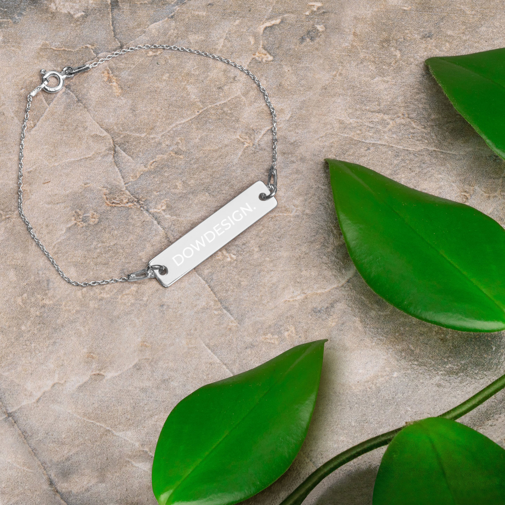 DOWDESIGN. | Engraved Silver Bar Chain Bracelet
