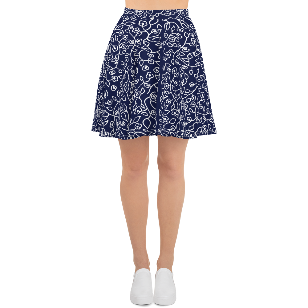 White Small Flowers | Skater Skirt